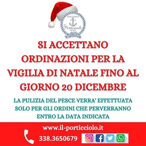 Avviso Ordini Natale 2024 Pescheria IL PORTICCIOLO Ciampino
