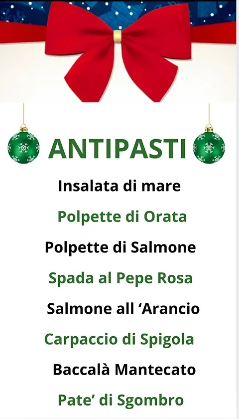 Menu Antipasti Natale 2024 Pescheria IL PORTICCIOLO Ciampino